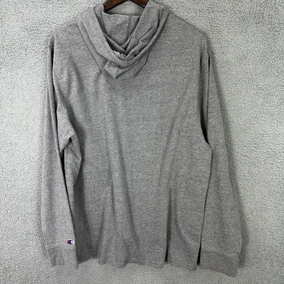 Champion | Logo Jersey Hoodie Pullover Sweatshirt Cotton Blend in Grey Size XL - Picture 5 of 6